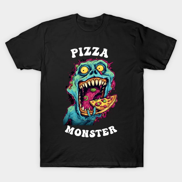 Pizza Monster T-Shirt by Obotan Mmienu